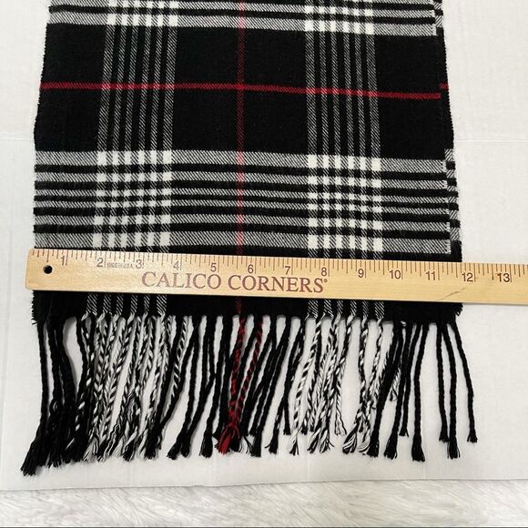 Cashmere Feel Black Plaid Neck Scarf Soft Comfy Cozy Warm Dark Goth Grunge 70x12 - Picture 4 of 6